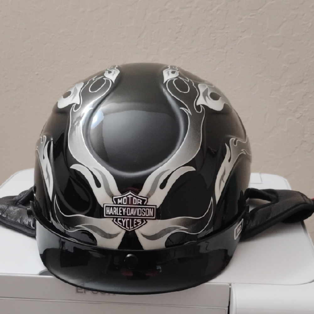Harley-Davidson Black Helmet with Silver Flames